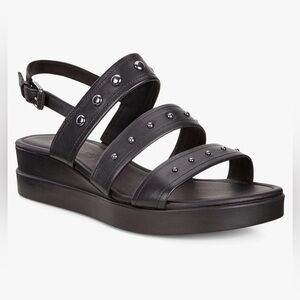 ECCO Women's Touch Strap Plateau Wedge Sandal in Black